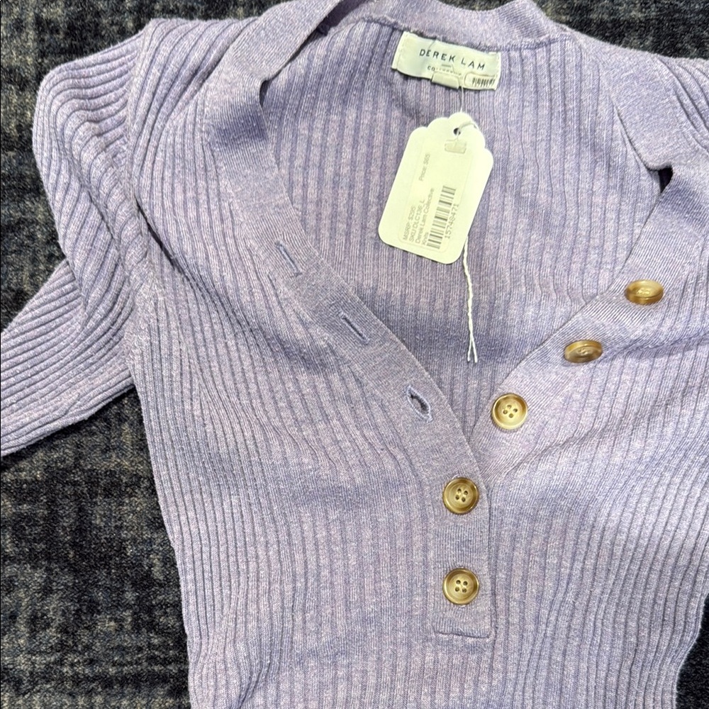 Derek Lam Purple Button Down Sweater - image 4